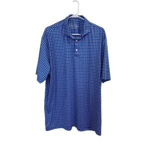 Mizzen+Main Mens XL Classic Golf Polo‎ Shirt Blue Allover Pattern Short Sleeve
